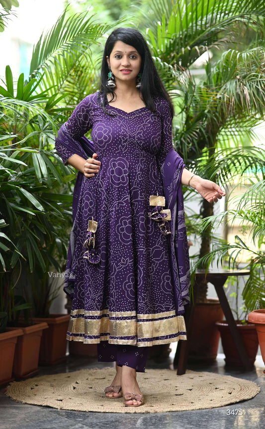Bandhej printed Anarkali