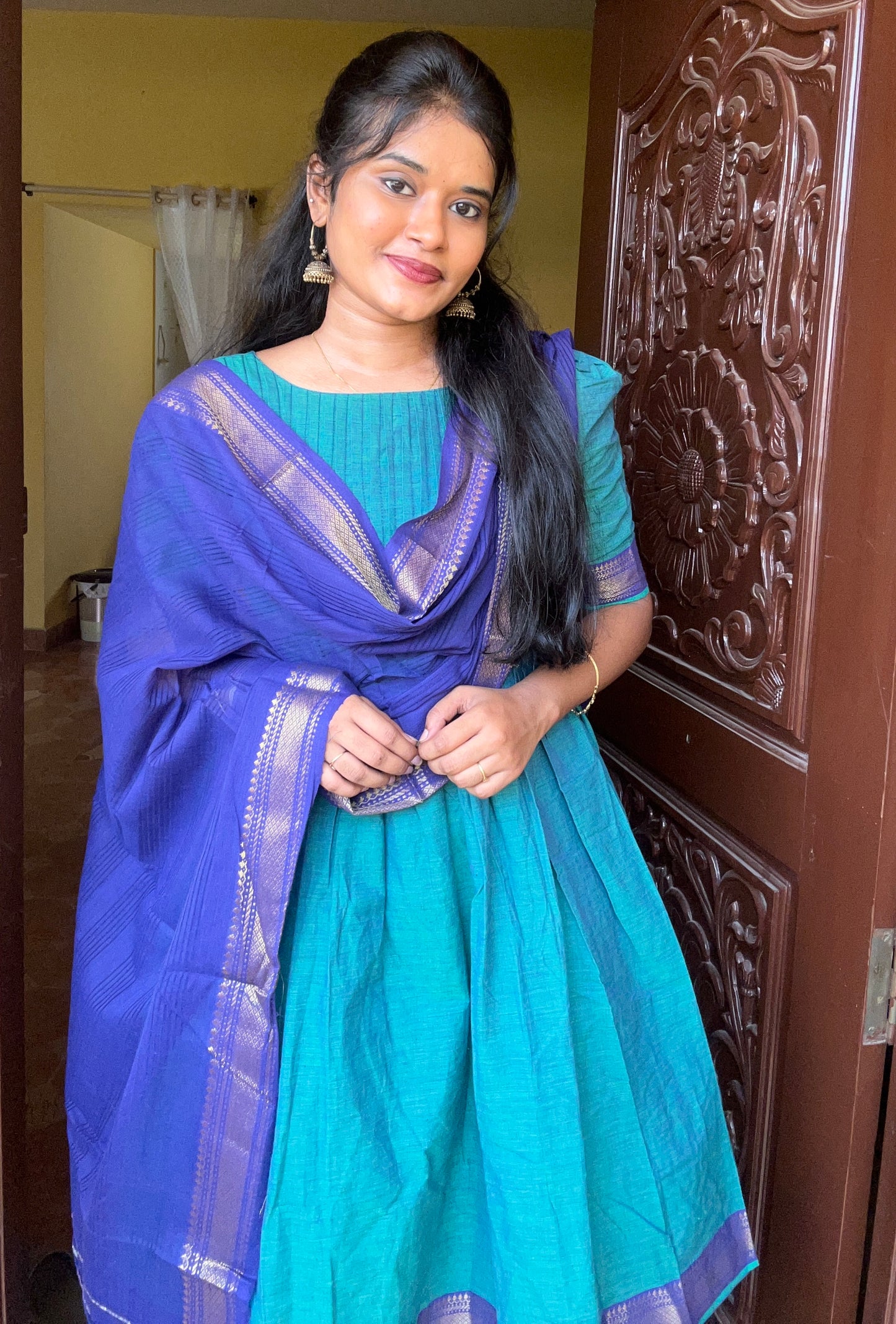 Blue Pintex Traditional With Duppata