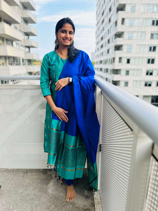 Teal Green Silk Salwar