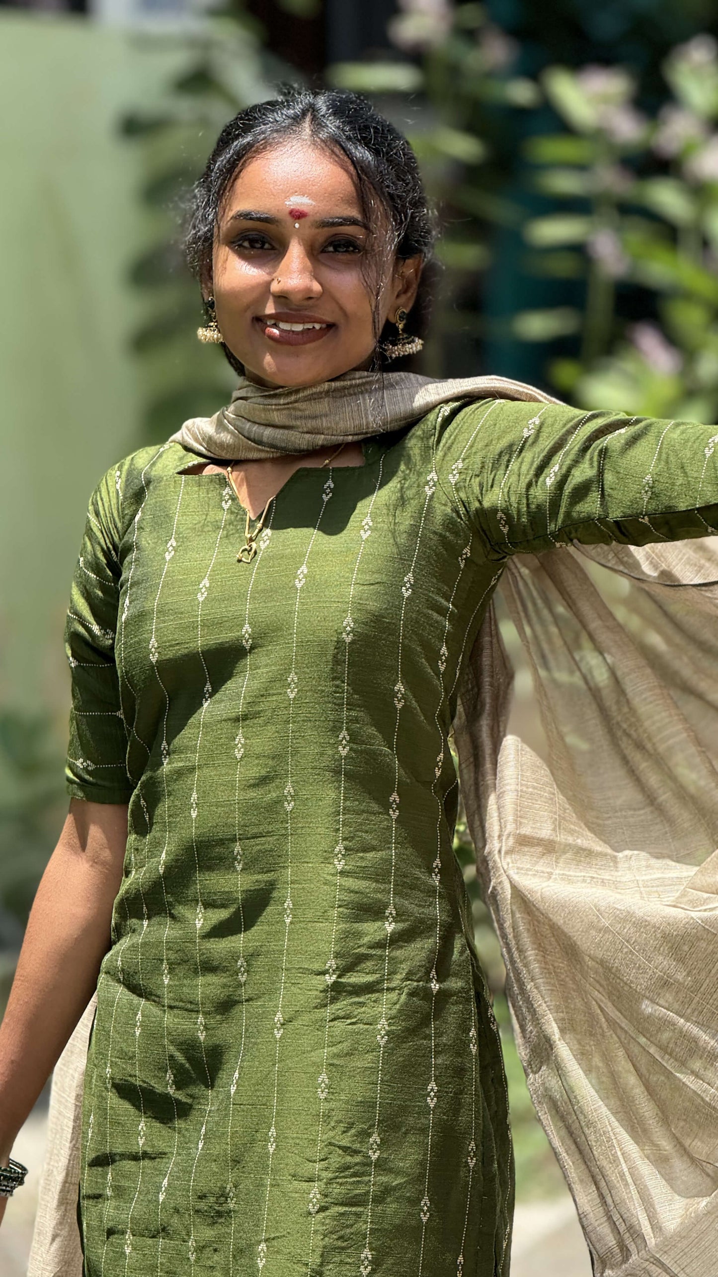 Green & Sandal bottom , Dupatta