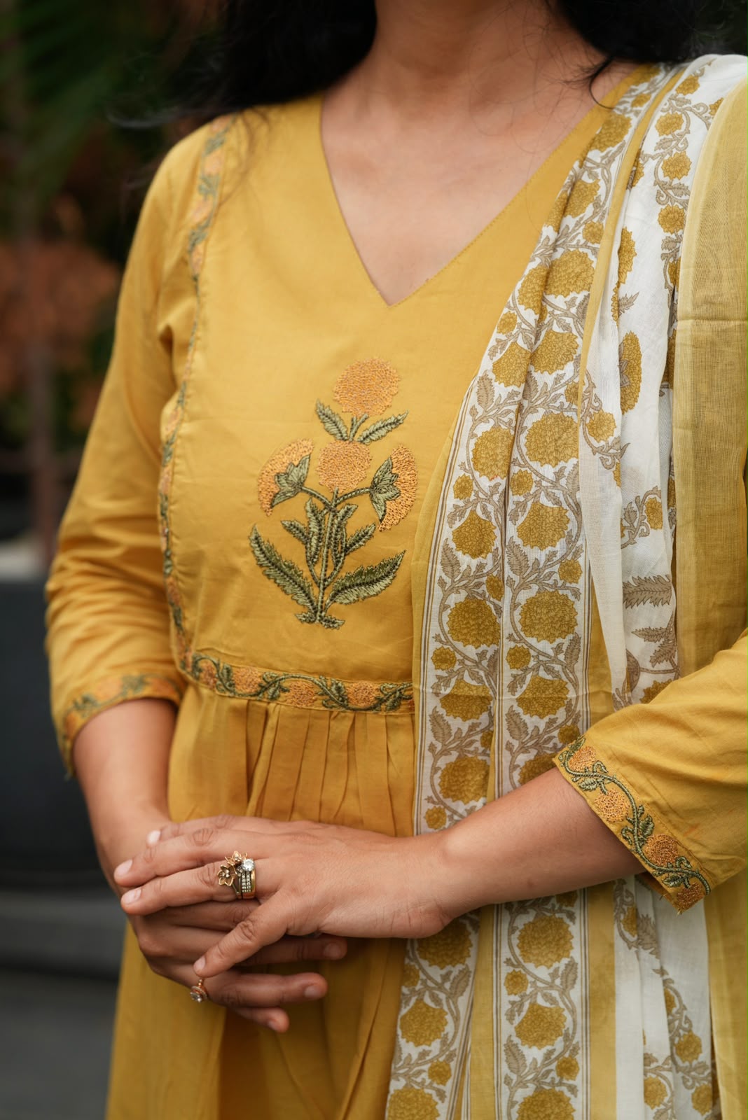 Embroidered V Neck