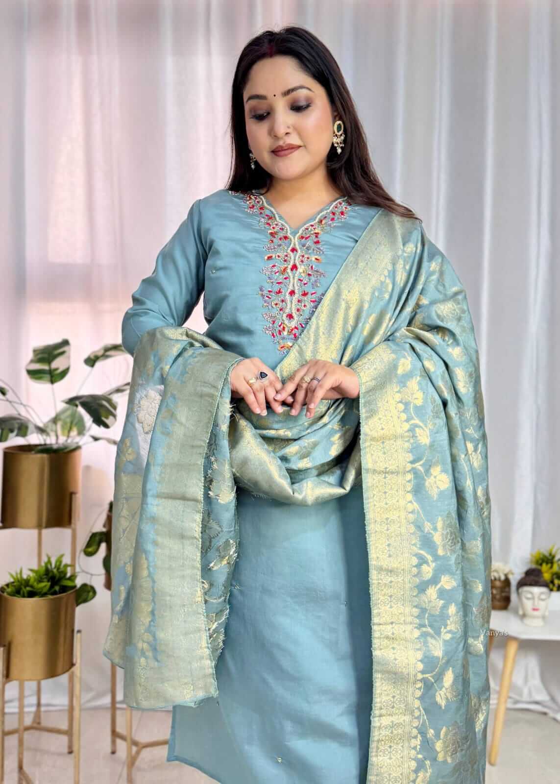 Pastel Blue Roman Silk
