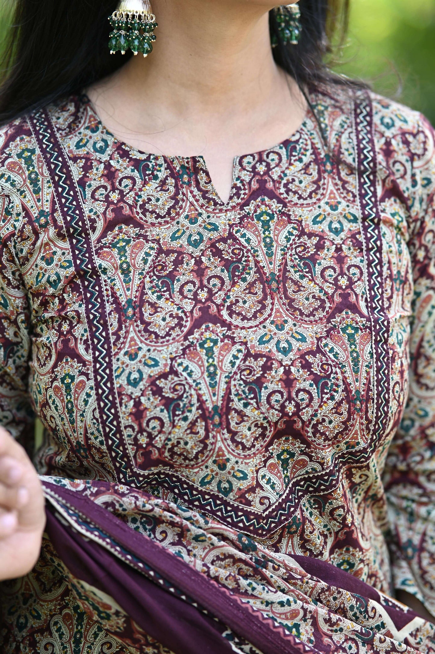 Kalamkari Mirror Work - Mehroon