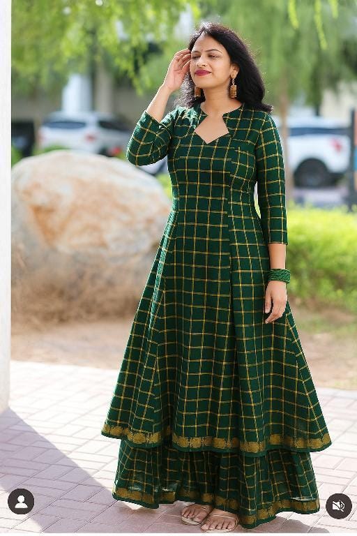 Star Neck Green Skirt and top