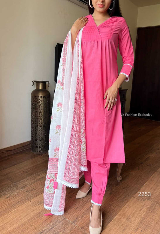 Coral Pink Crocia Lace Work