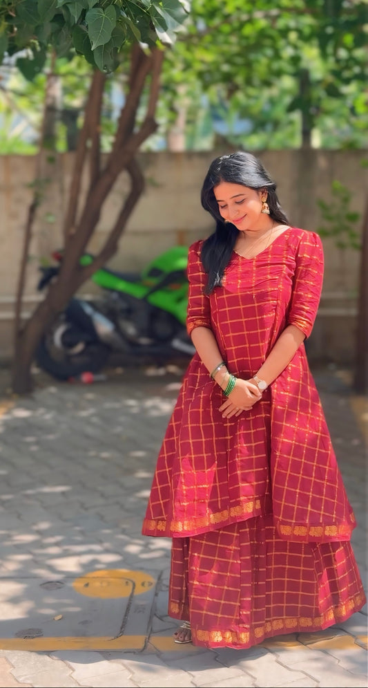 Traditional  V Neck Skirt and top