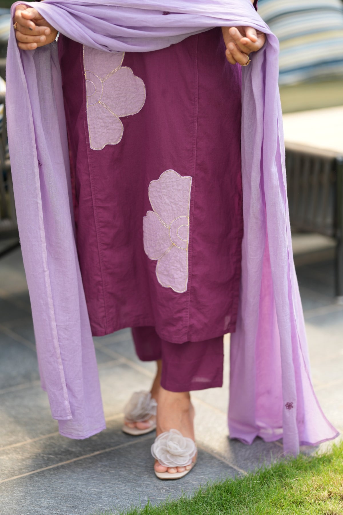 Magenta & Lavender Floral Appliqué
