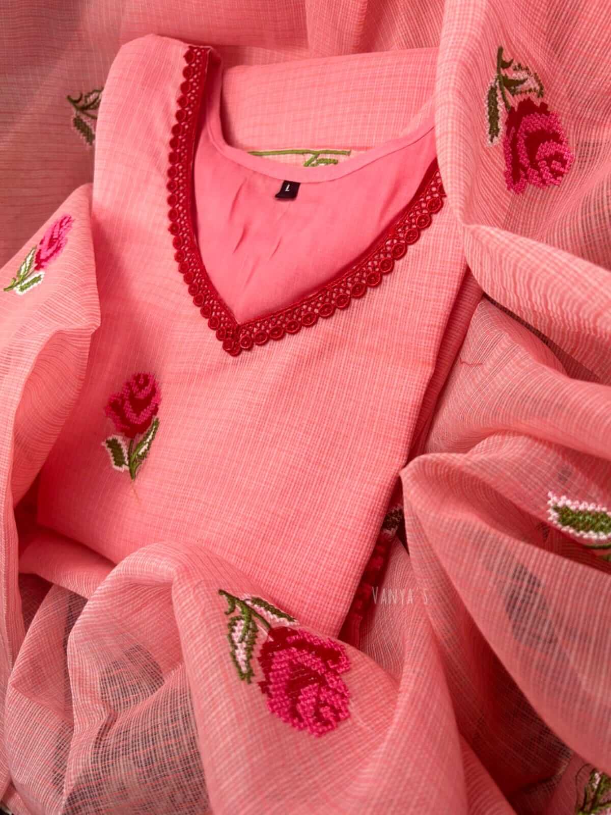 Peach Kota Embroidery