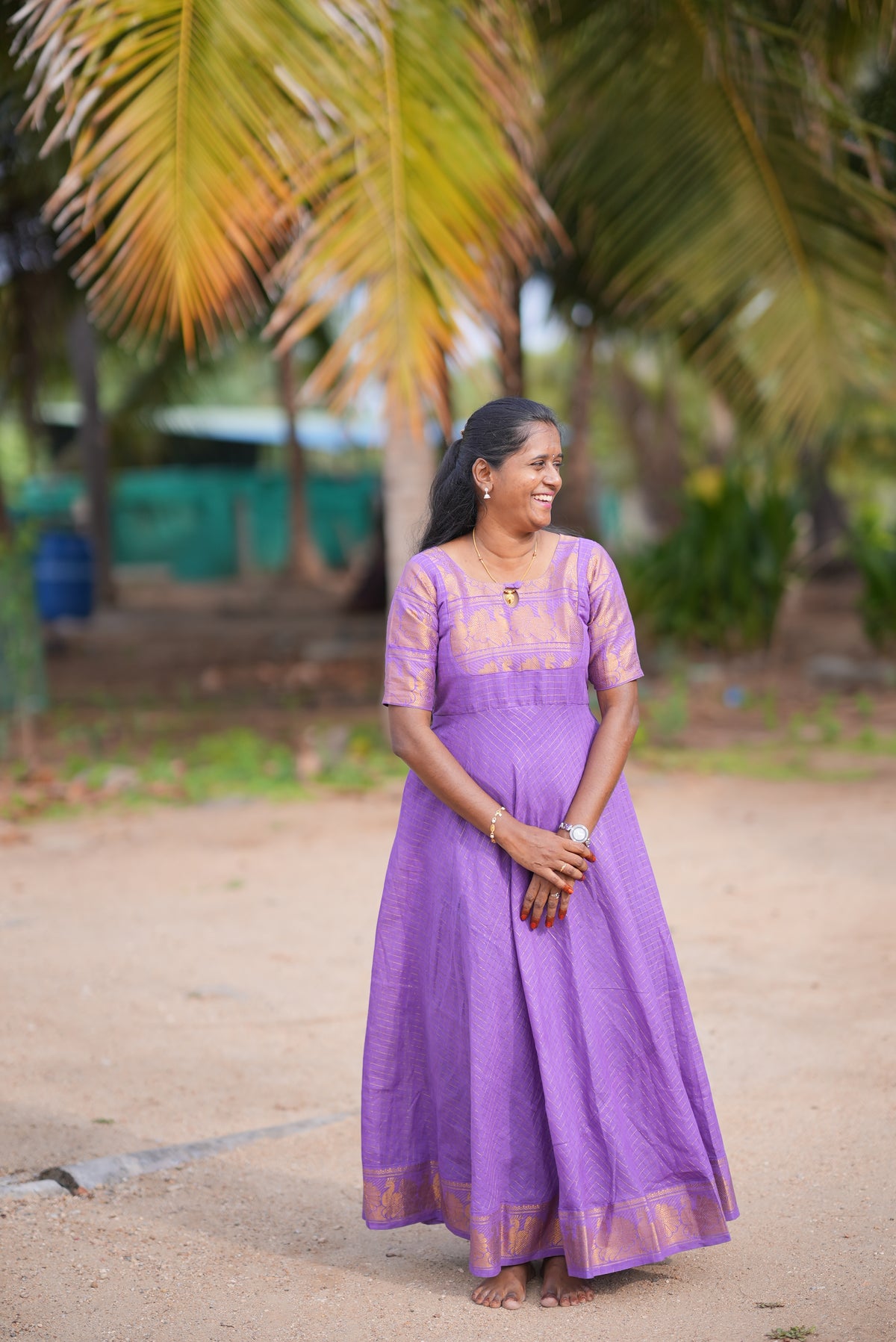 Purple Self Sungudi Anarkali