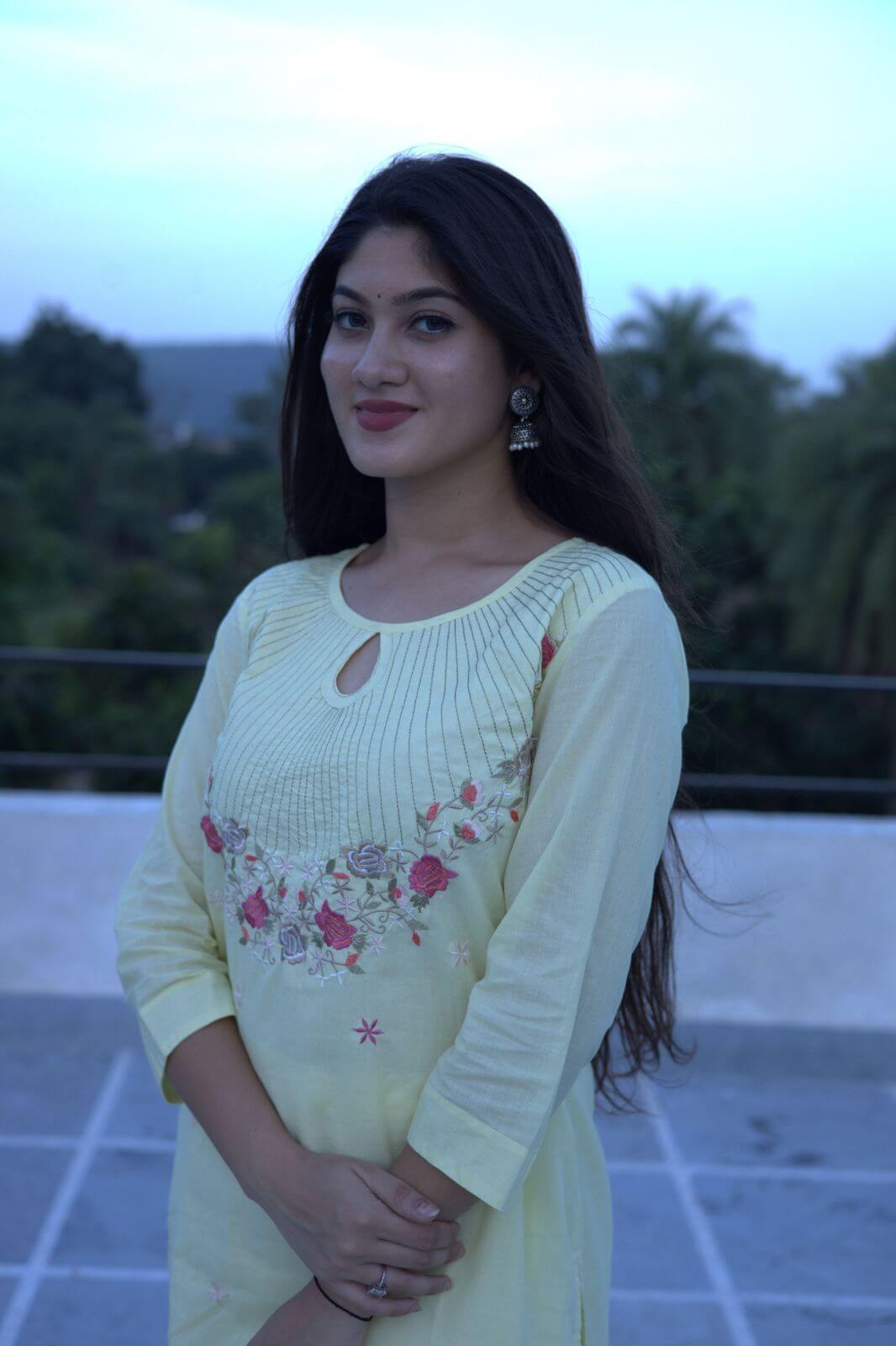 Mul Cotton Embroidery - Yellow