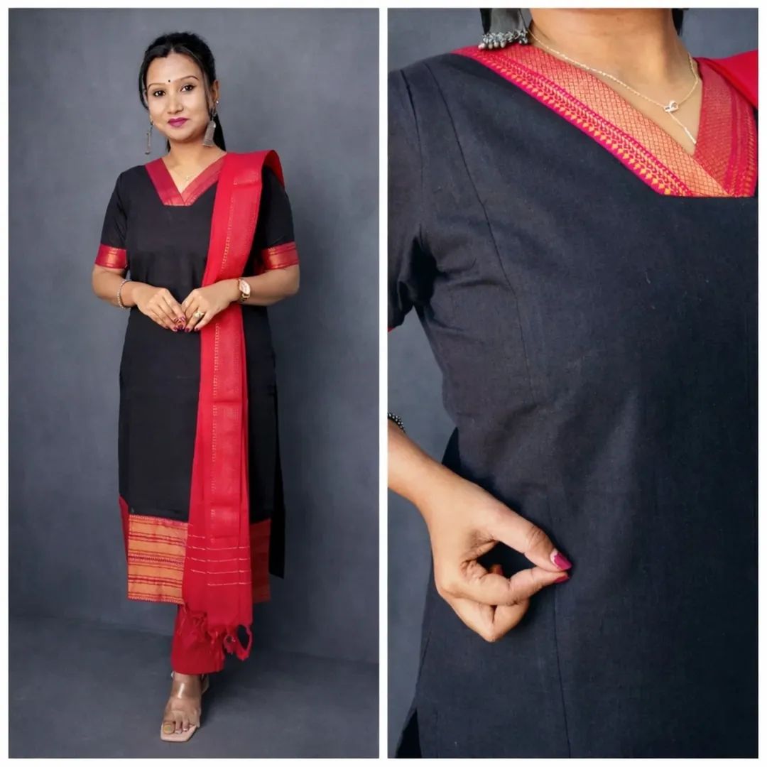 V Neck  Traditional Salwar black