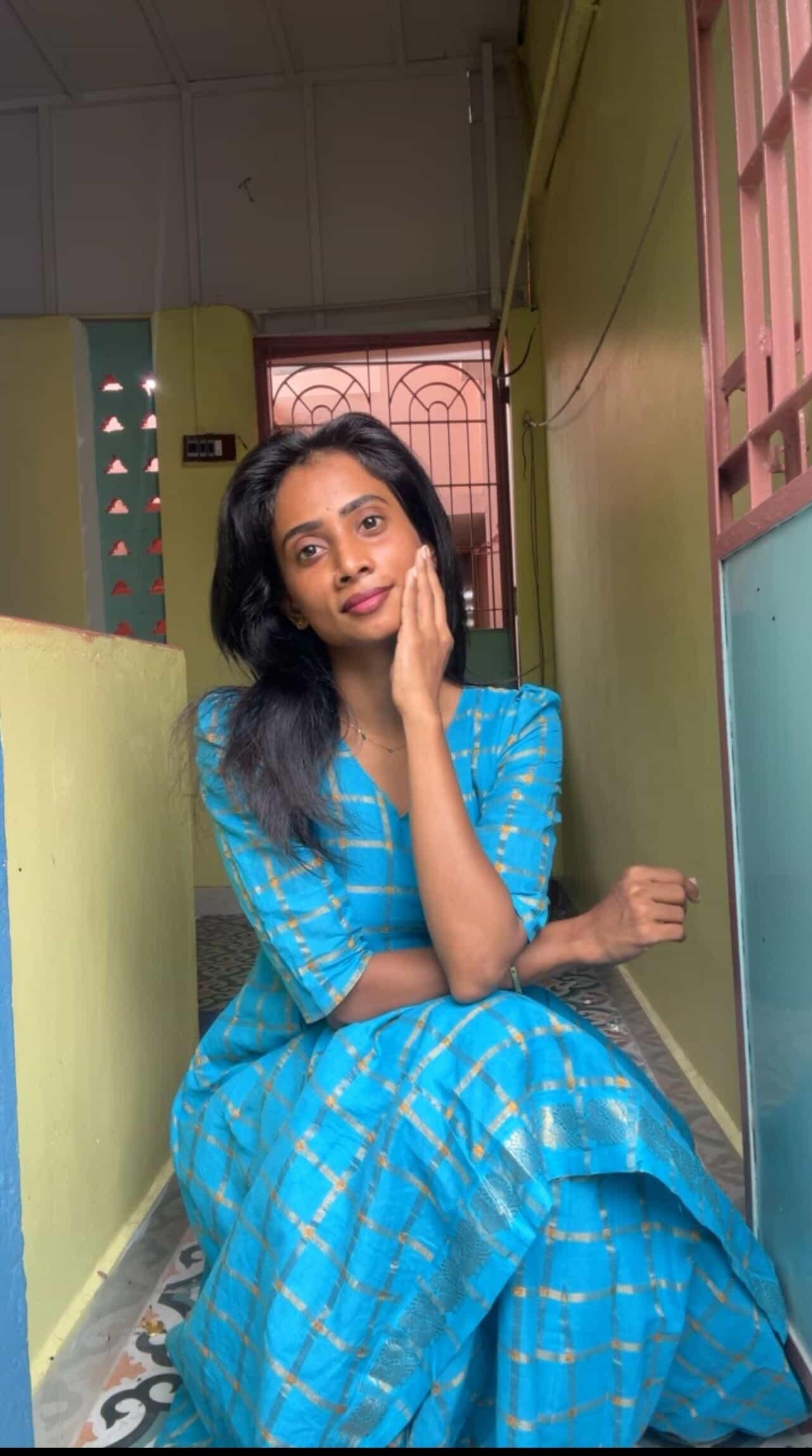Sky Blue  V Neck Skirt and top