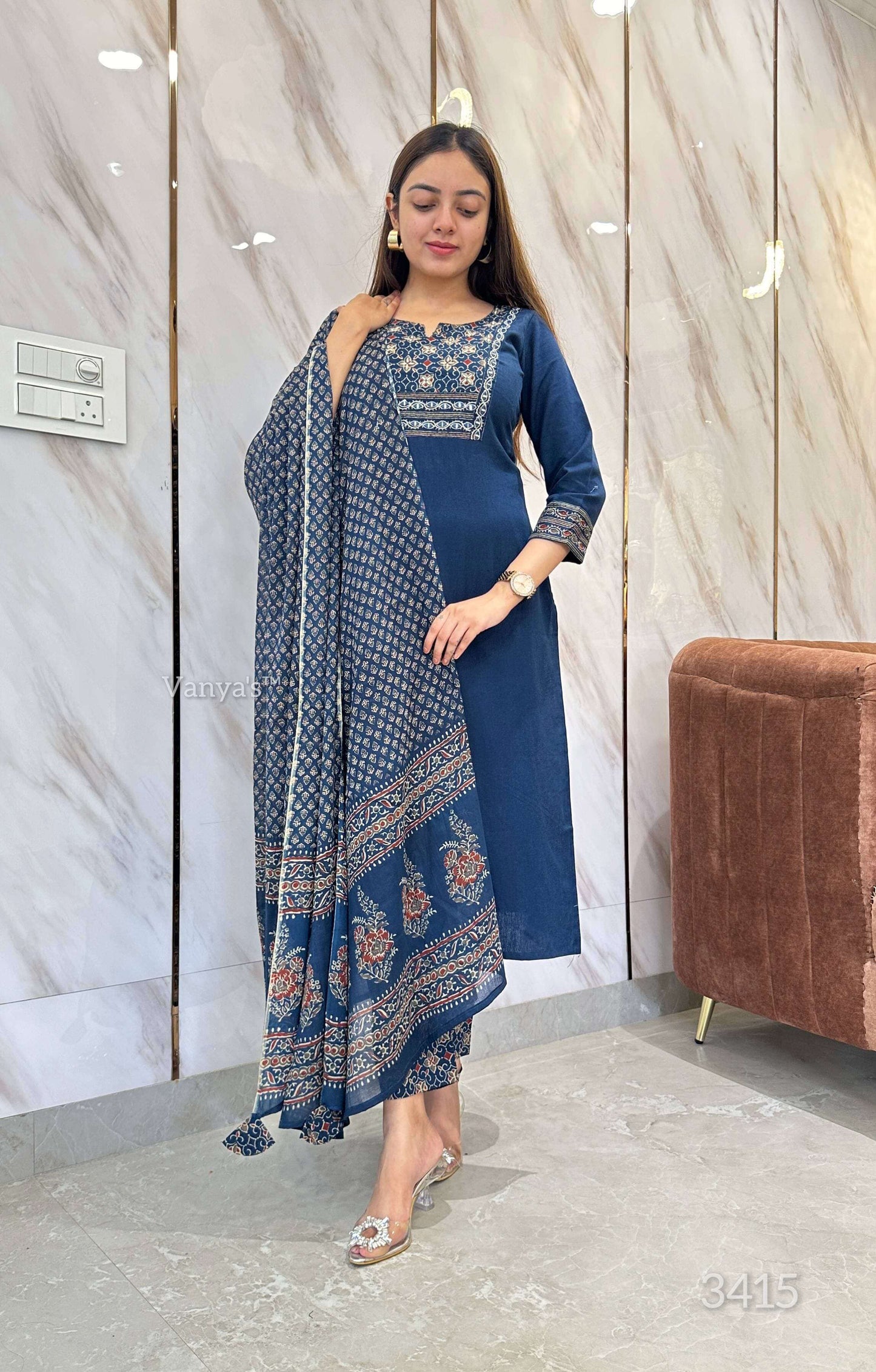 Original mirror & Thread zari work