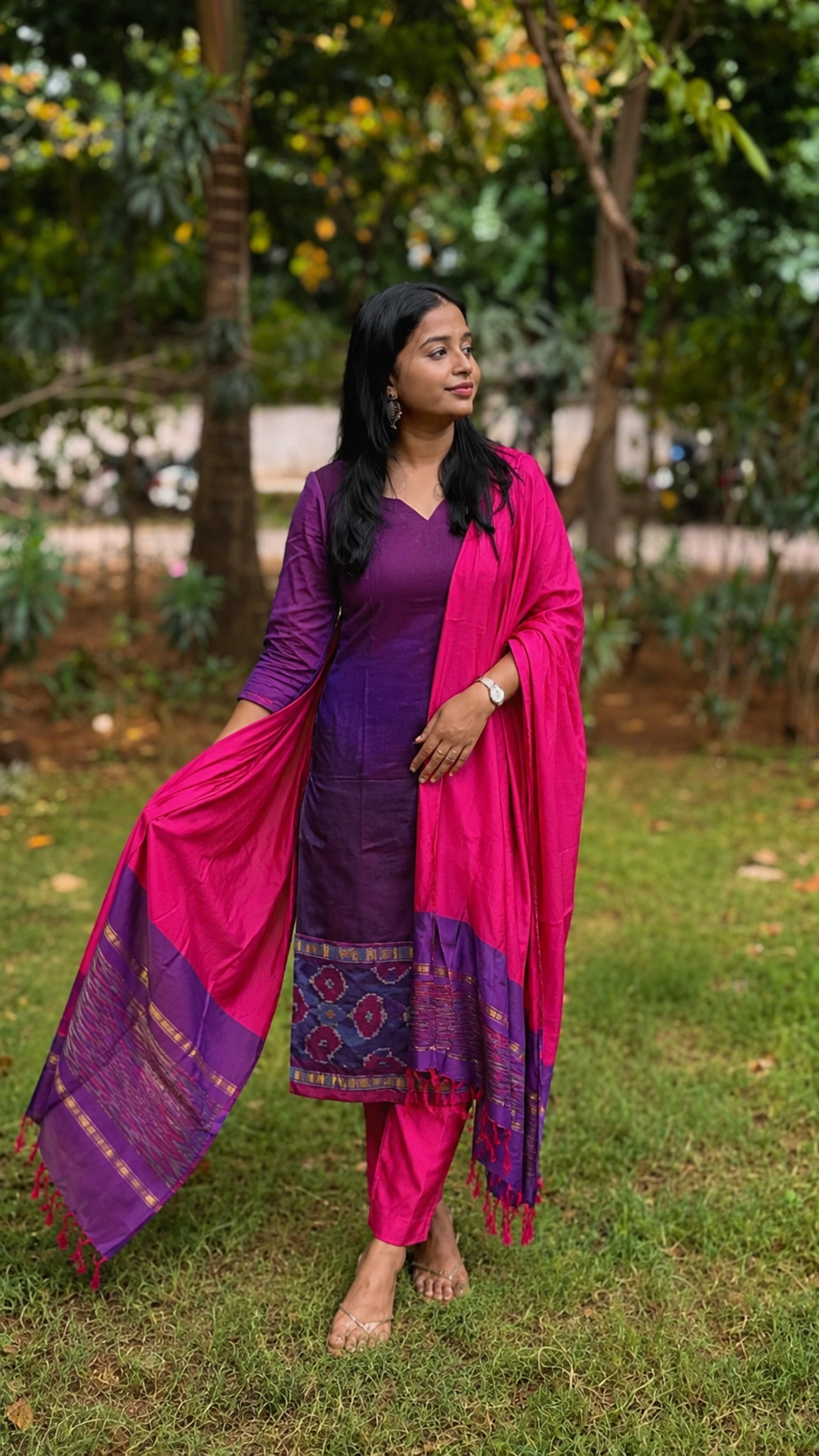 Purple & pink Silk Salwar