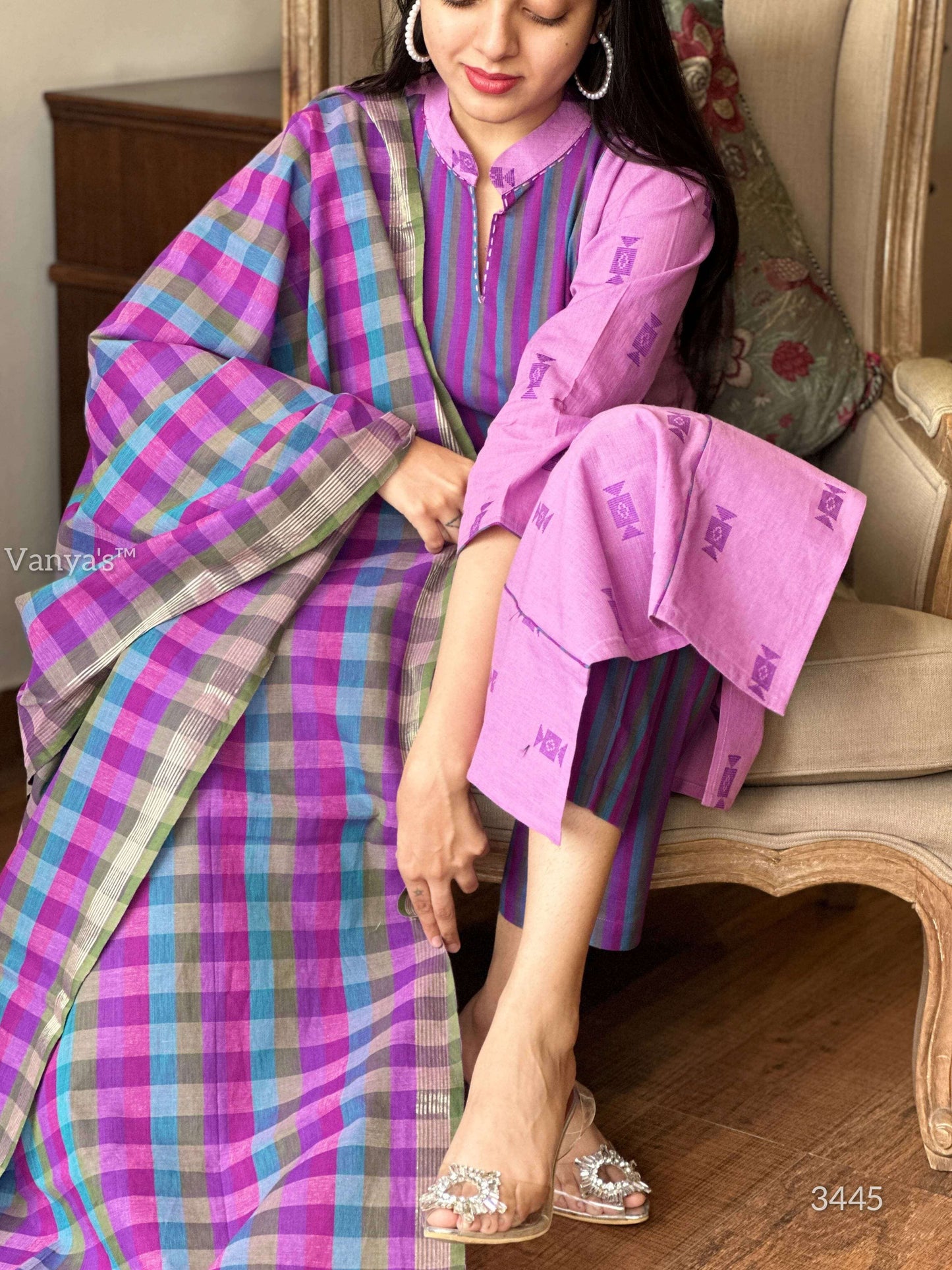 Handloom suit with Zari Dupatta