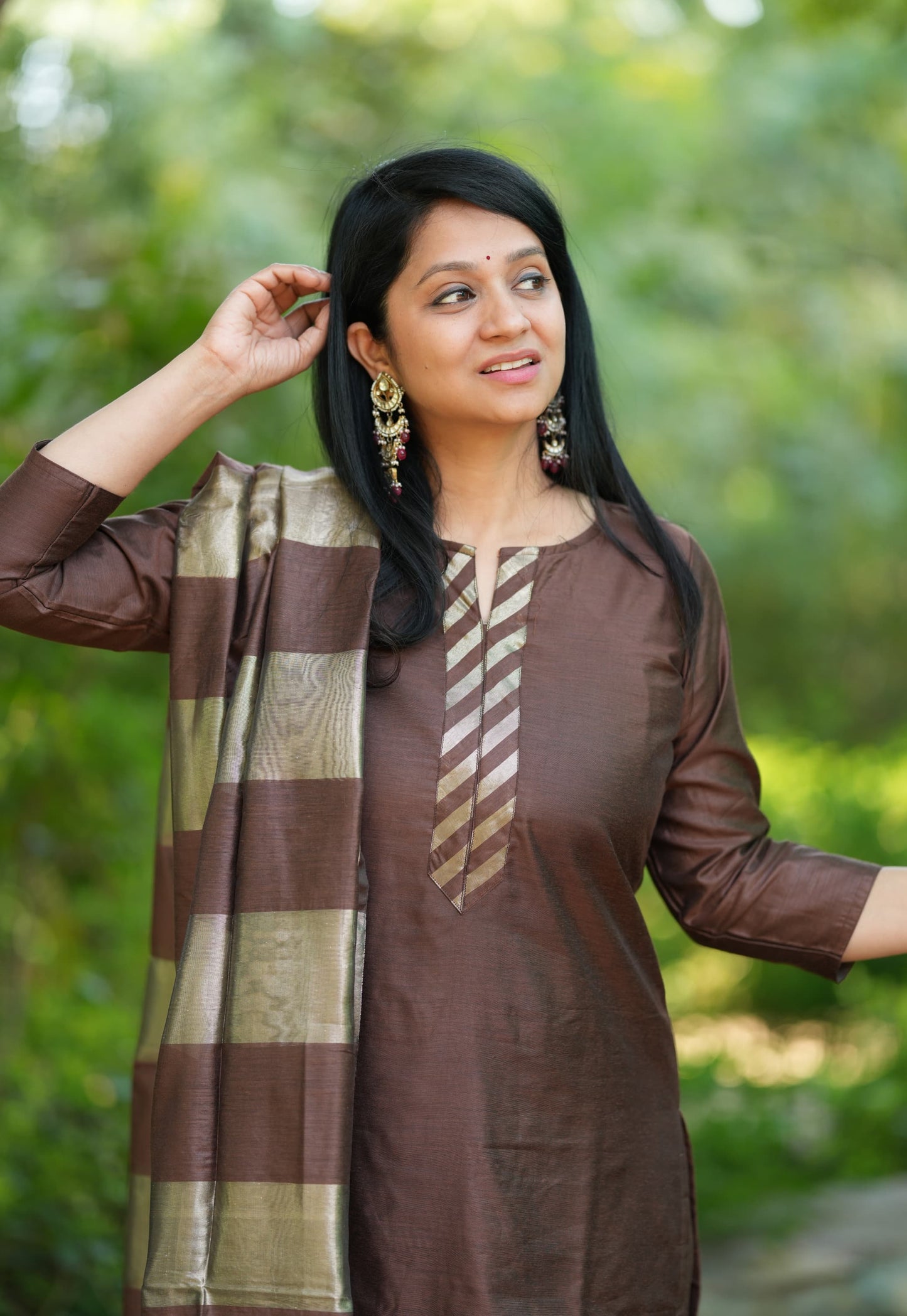 Brown Banarsi Silk