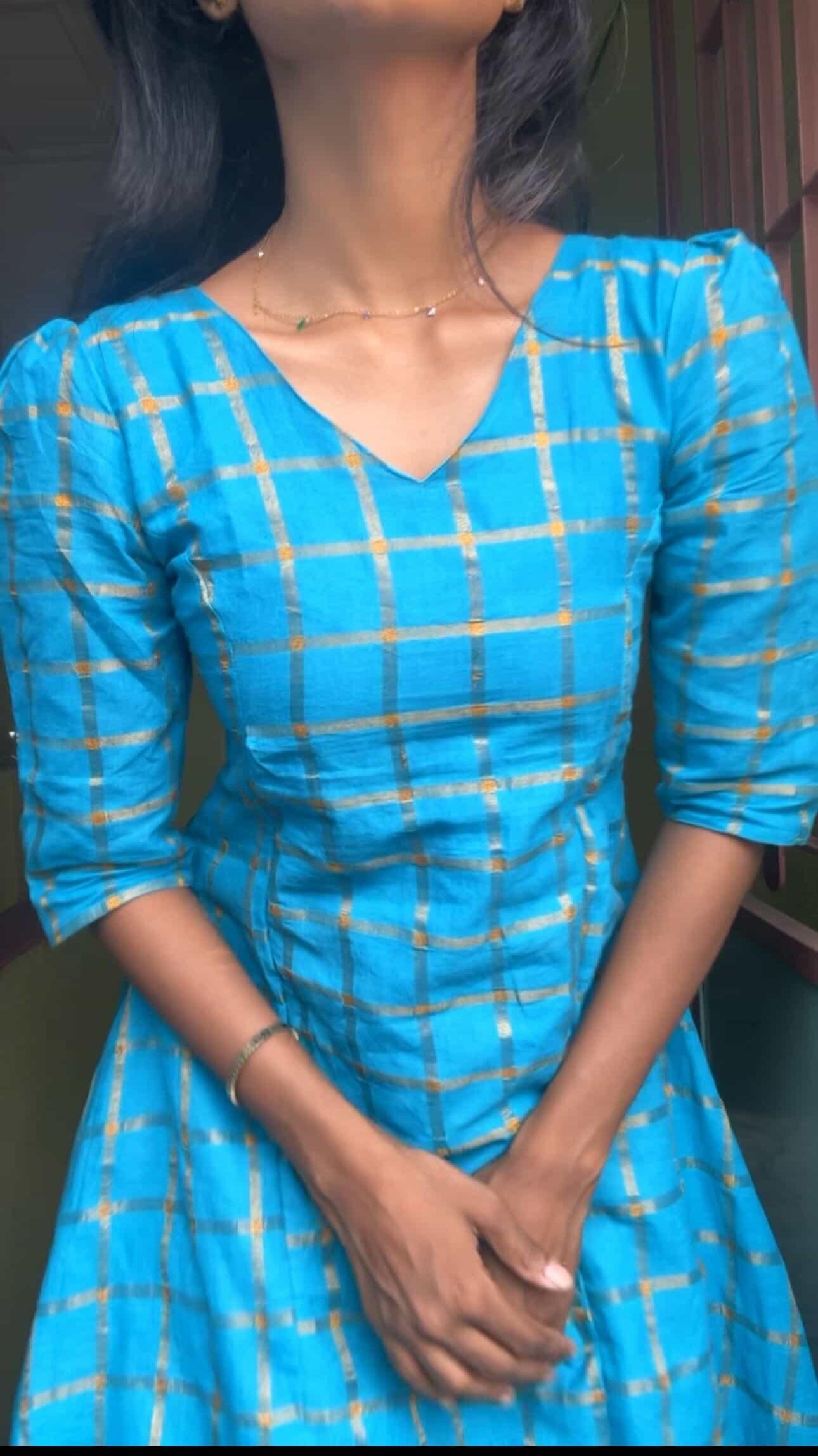 Sky Blue  V Neck Skirt and top