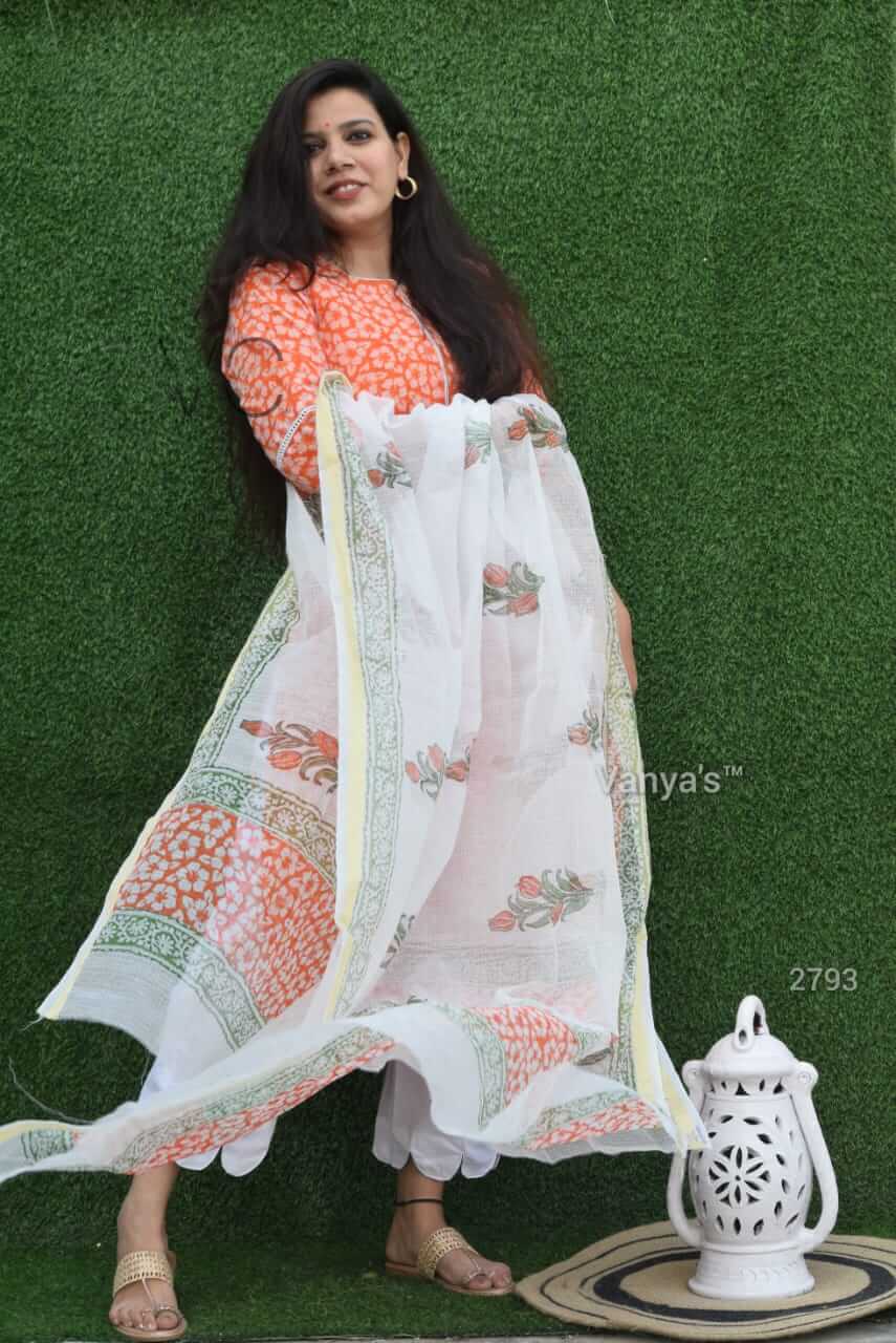 Orange Kota Doria set